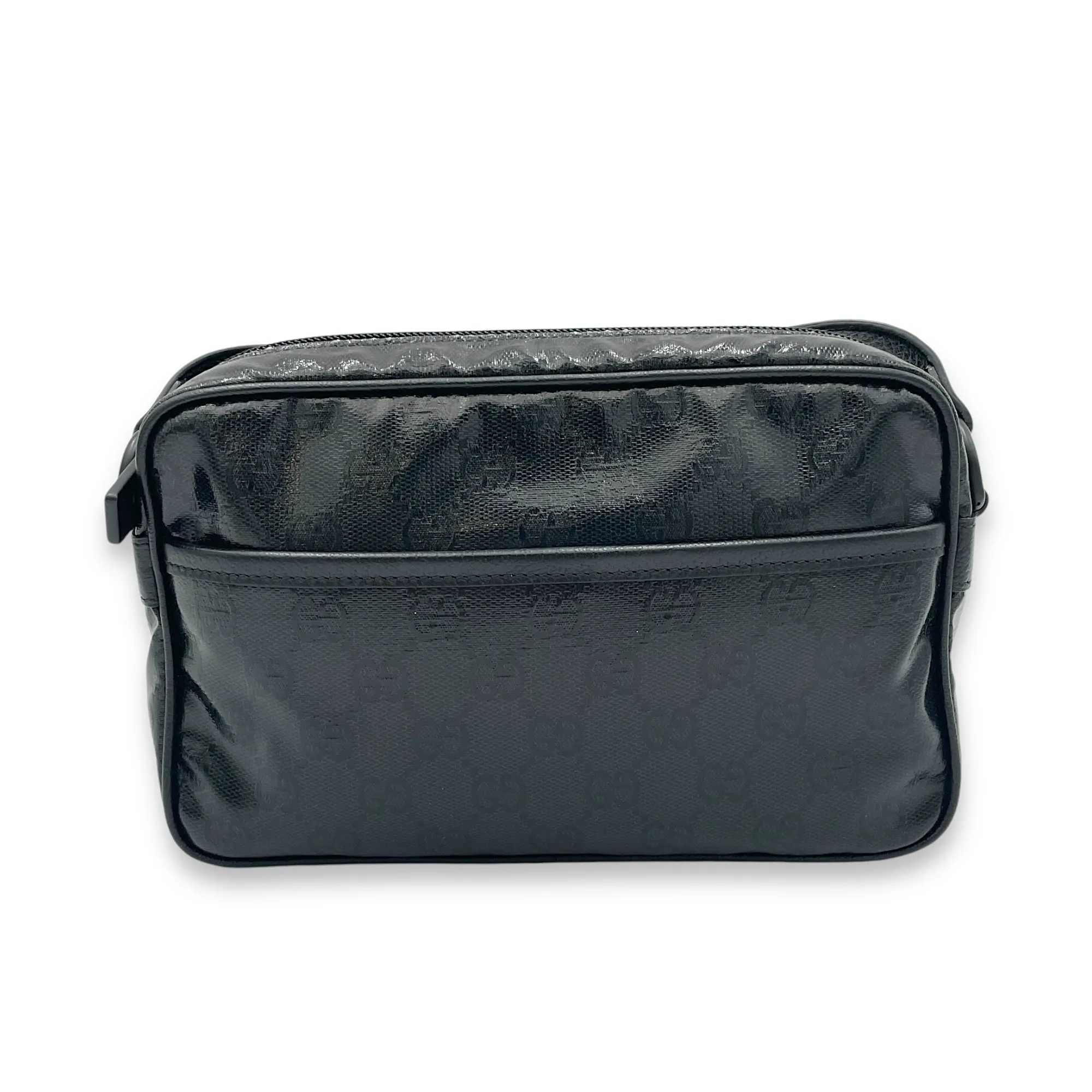 Messenger Black in Coated Canvas, black hardware