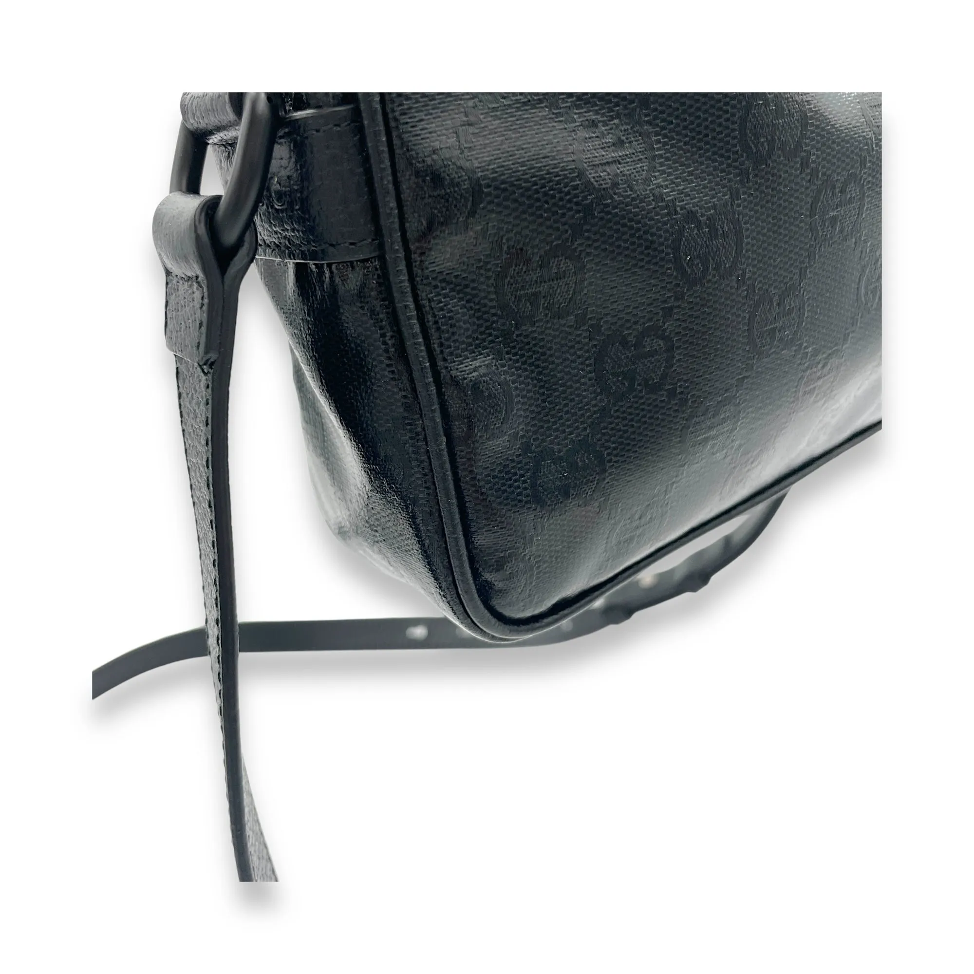 Messenger Black in Coated Canvas, black hardware
