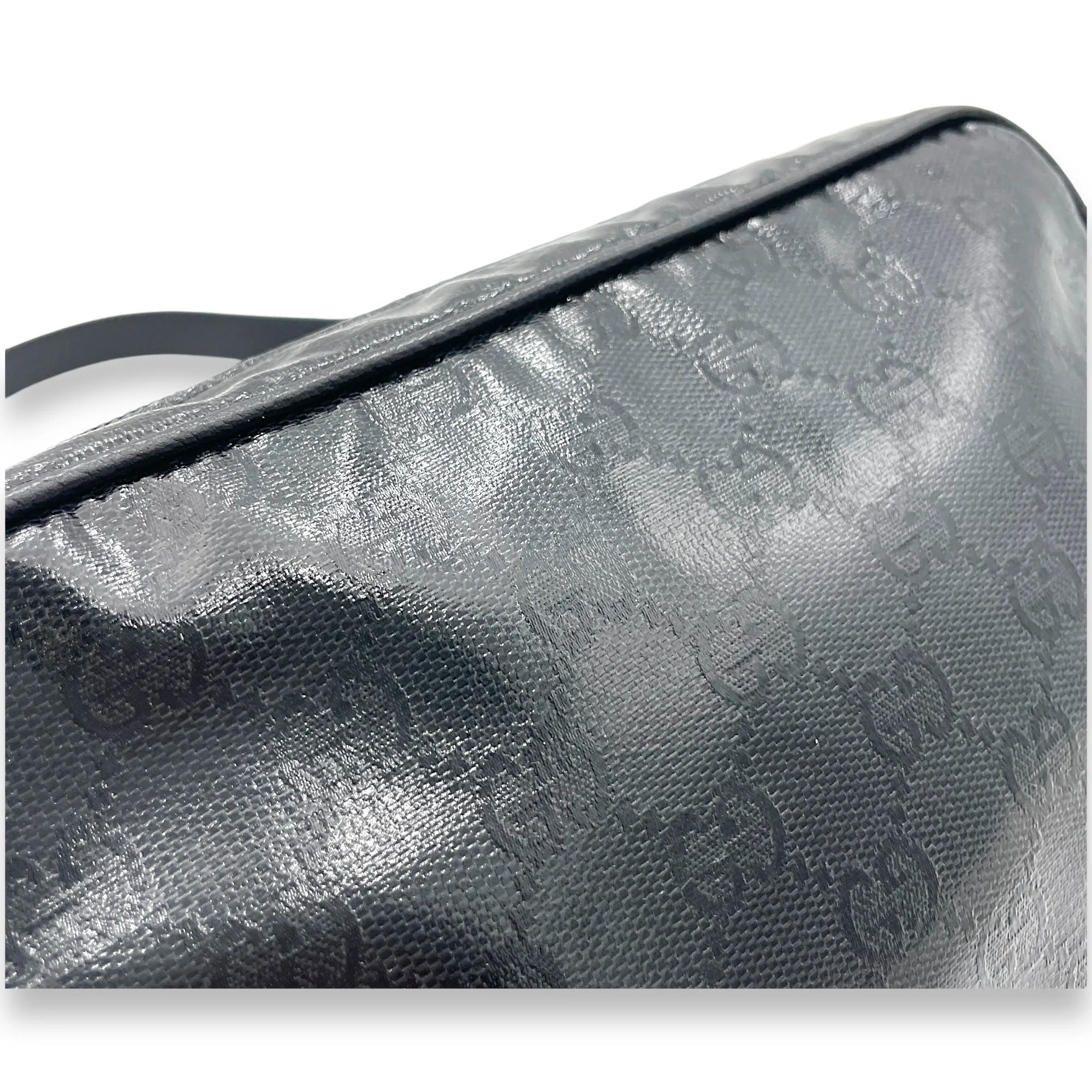 Messenger Black in Coated Canvas, black hardware