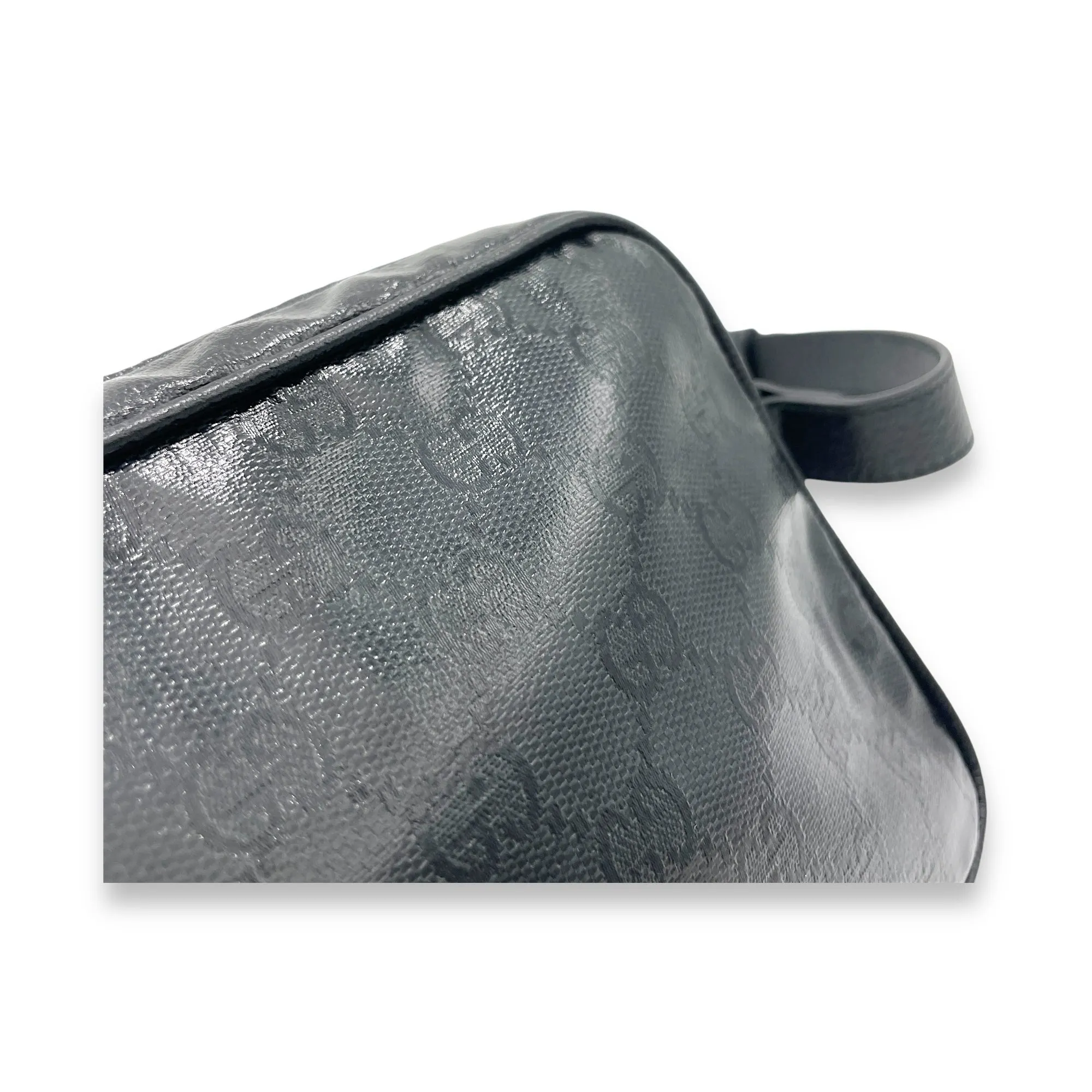 Messenger Black in Coated Canvas, black hardware