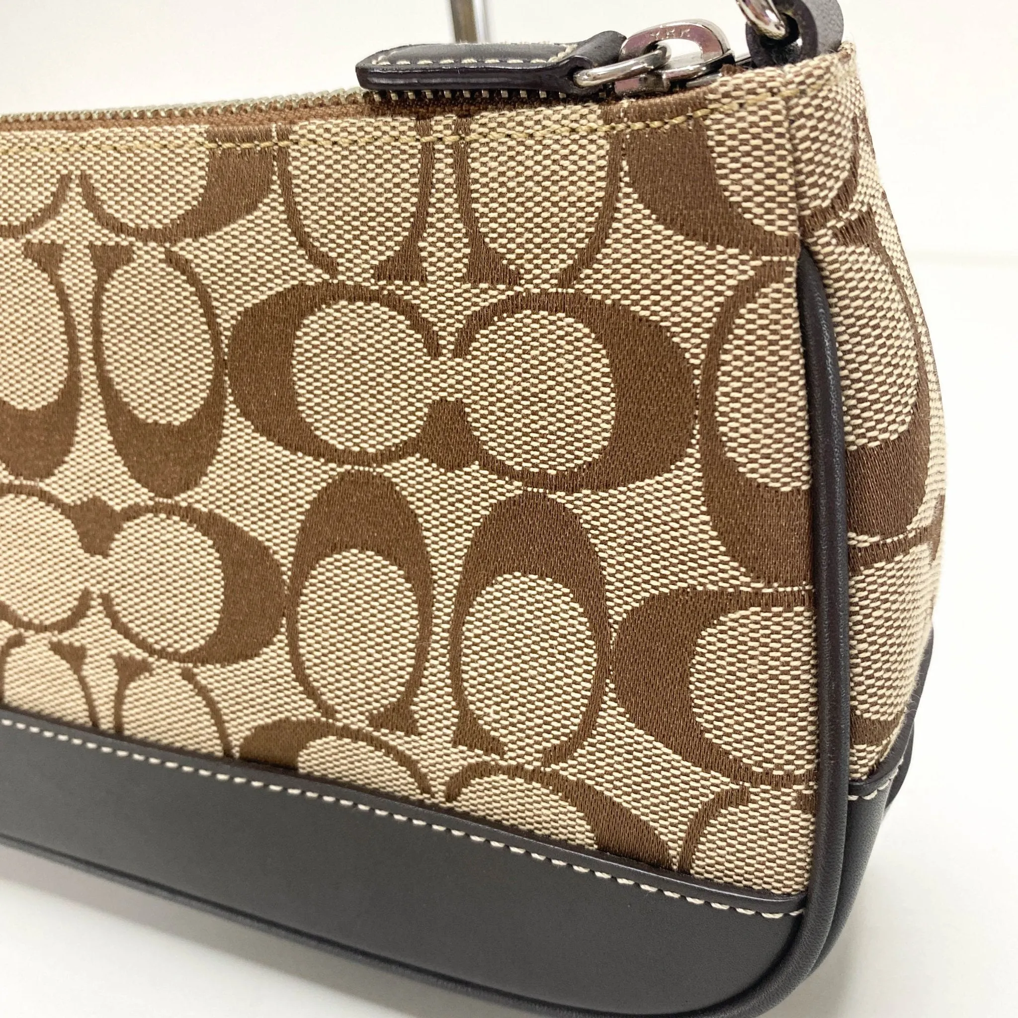 Mini Shoulder Bag In Brown Signature Canvas / Leather