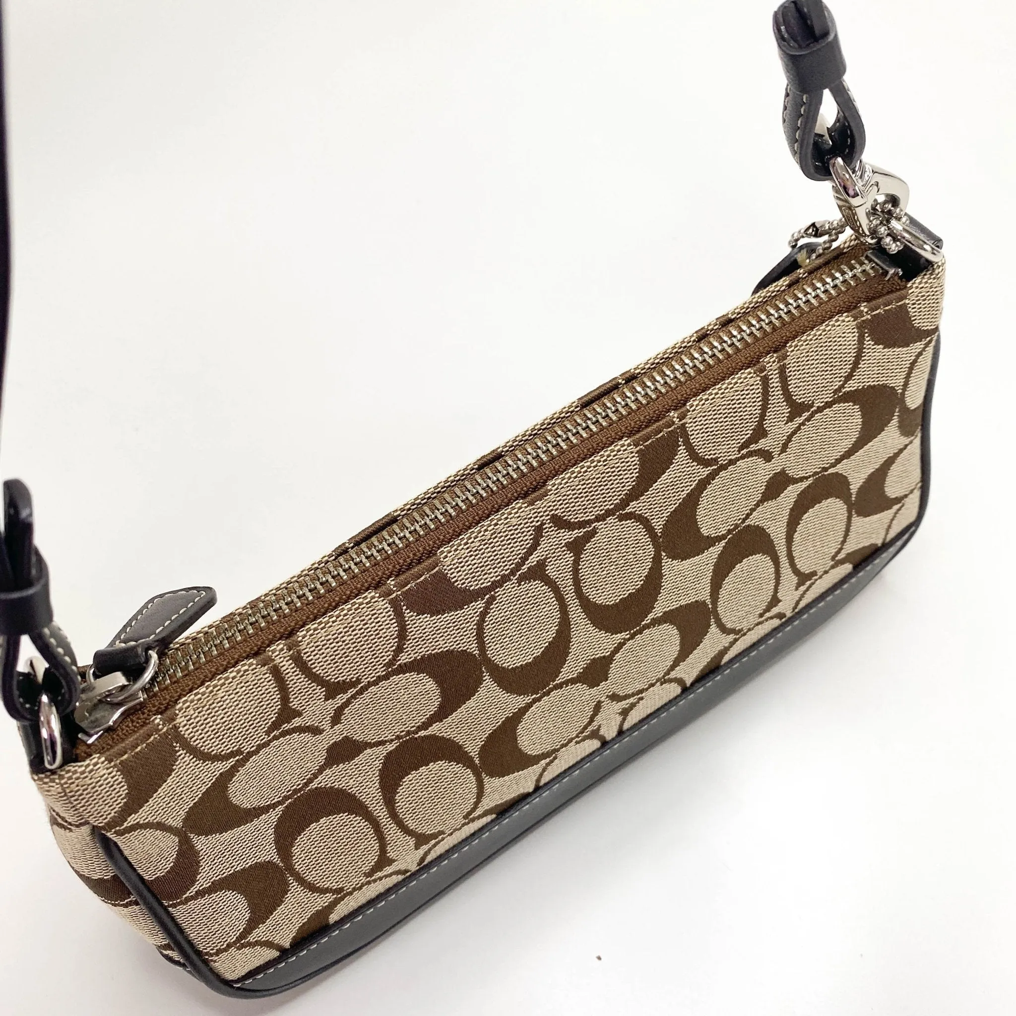 Mini Shoulder Bag In Brown Signature Canvas / Leather