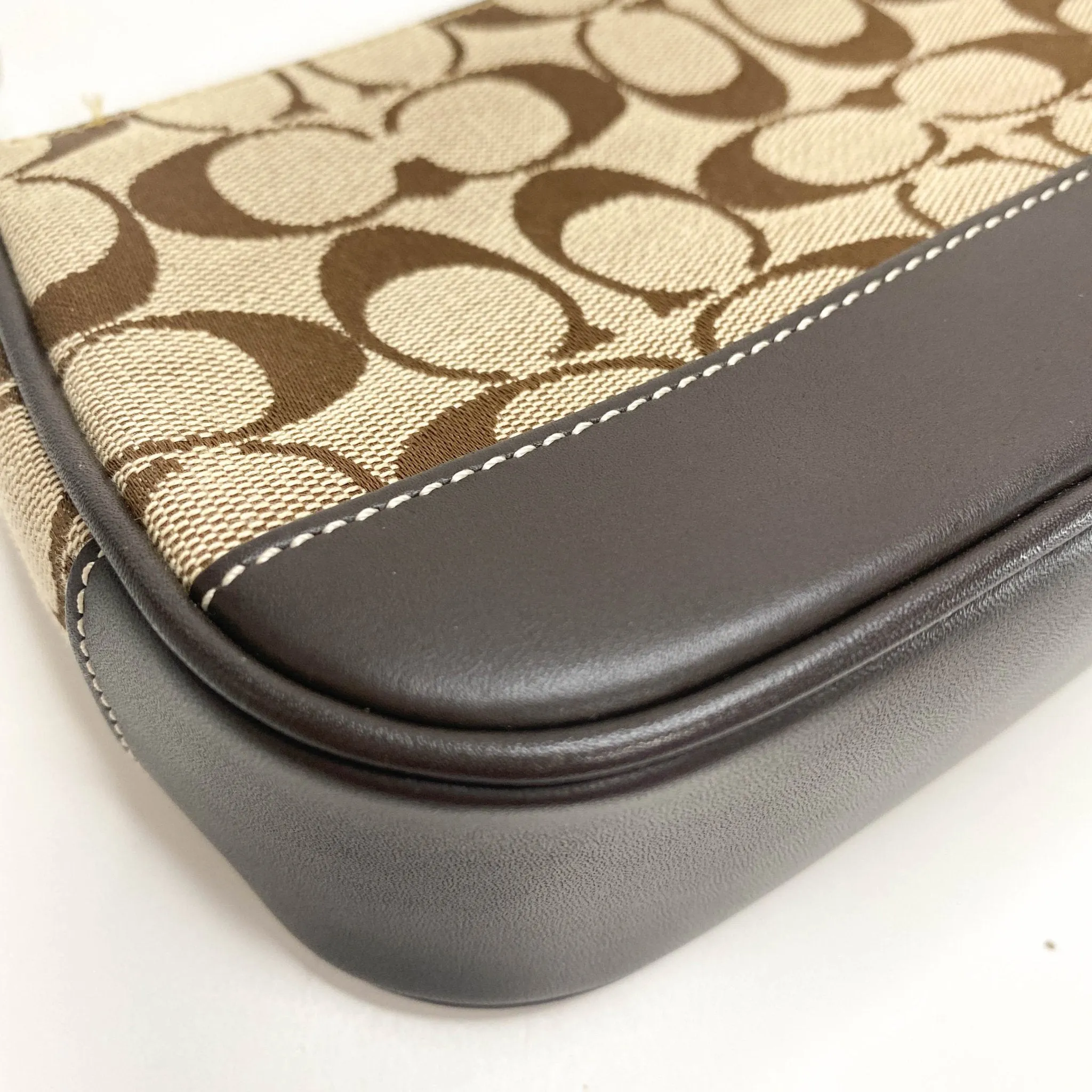Mini Shoulder Bag In Brown Signature Canvas / Leather