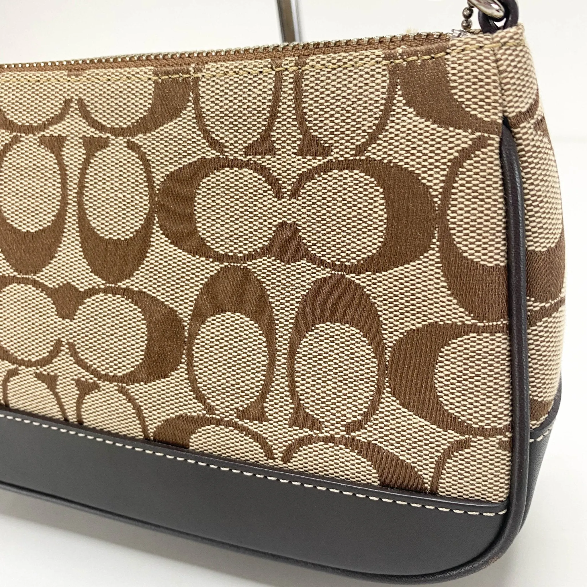 Mini Shoulder Bag In Brown Signature Canvas / Leather
