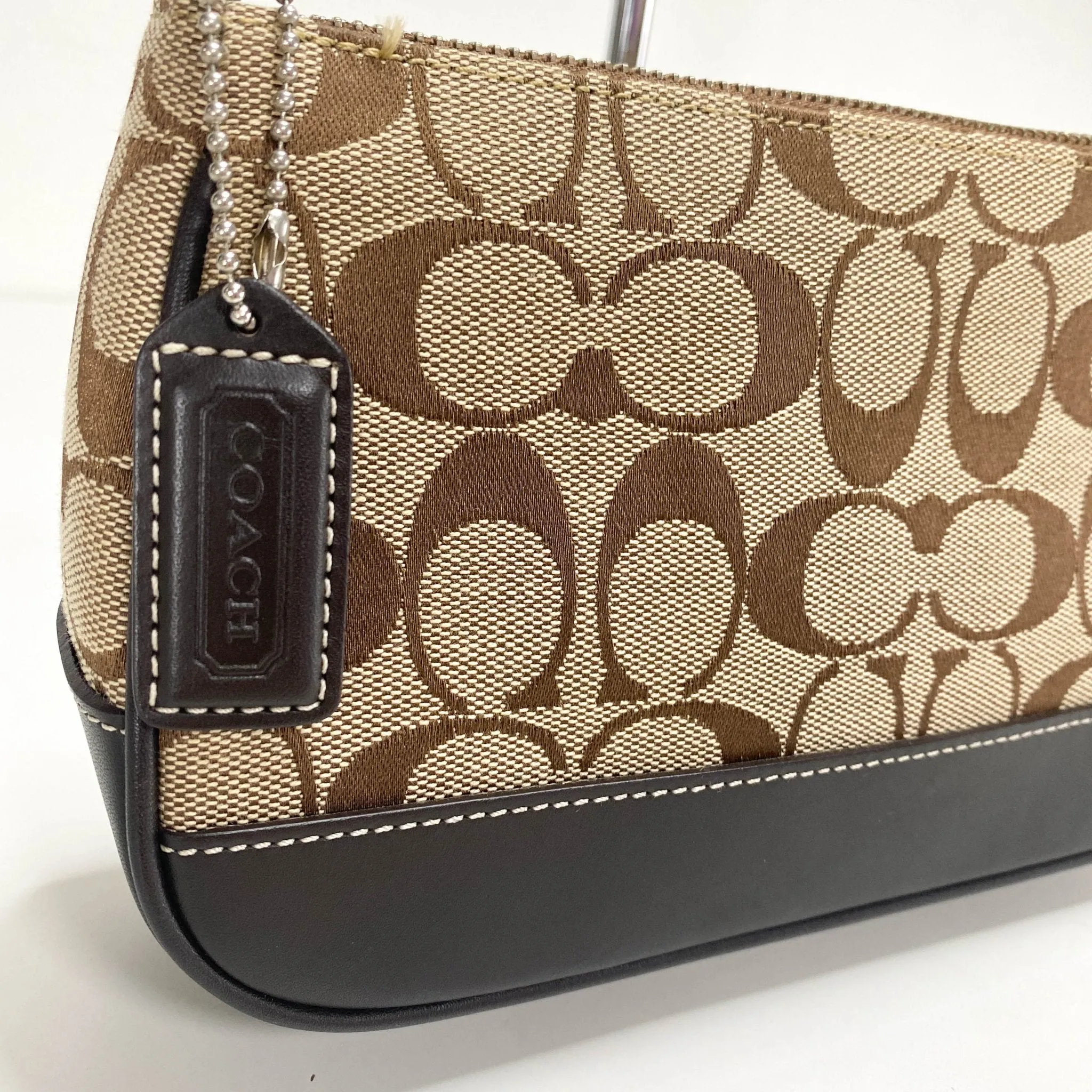 Mini Shoulder Bag In Brown Signature Canvas / Leather