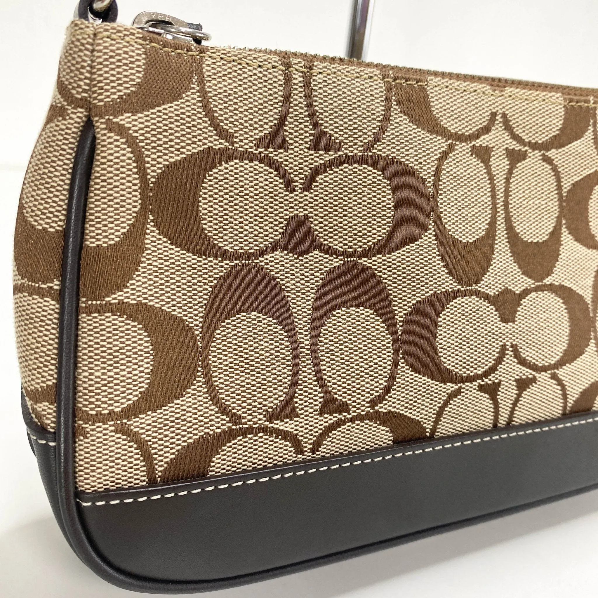 Mini Shoulder Bag In Brown Signature Canvas / Leather