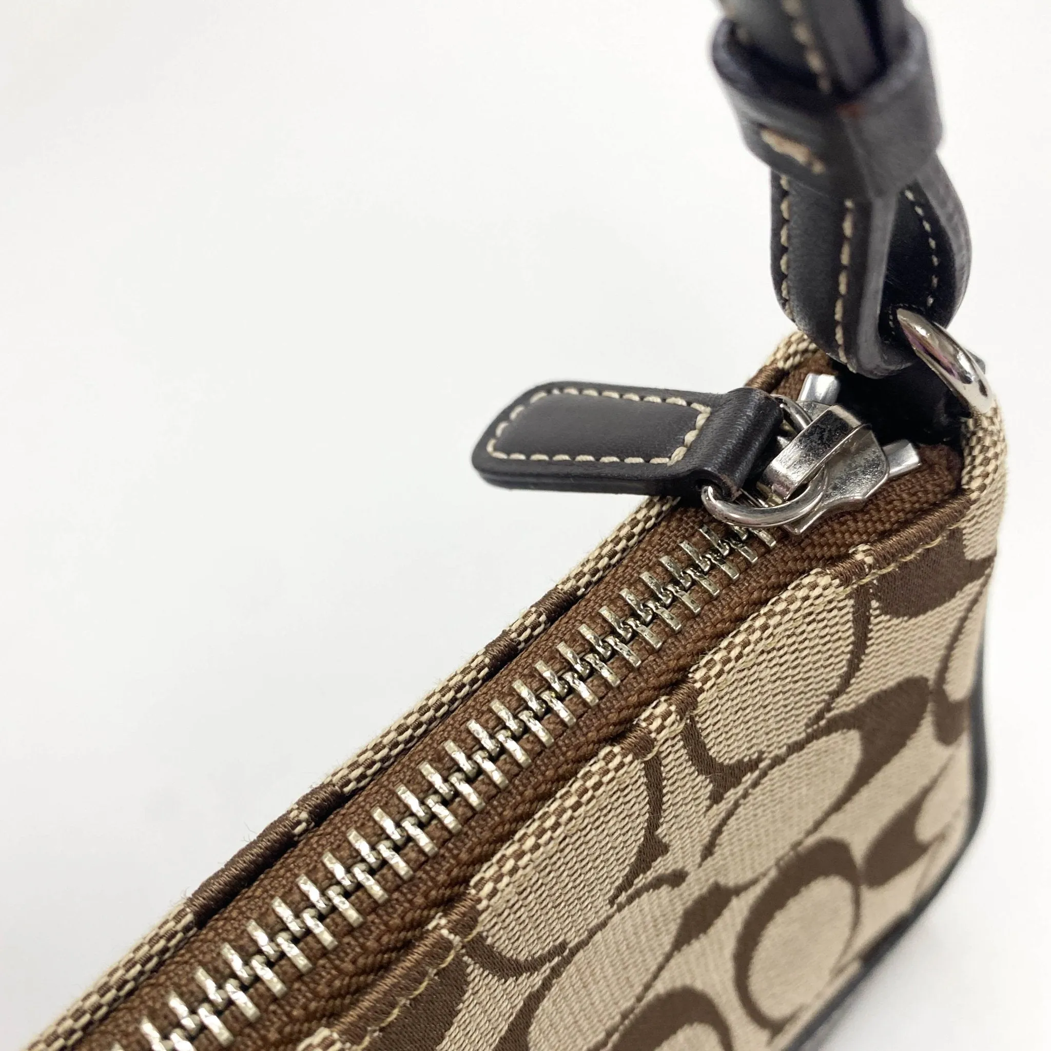 Mini Shoulder Bag In Brown Signature Canvas / Leather