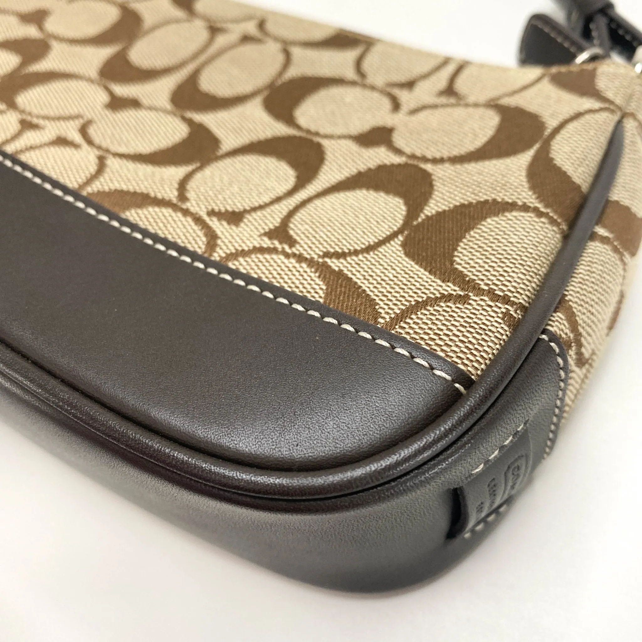 Mini Shoulder Bag In Brown Signature Canvas / Leather
