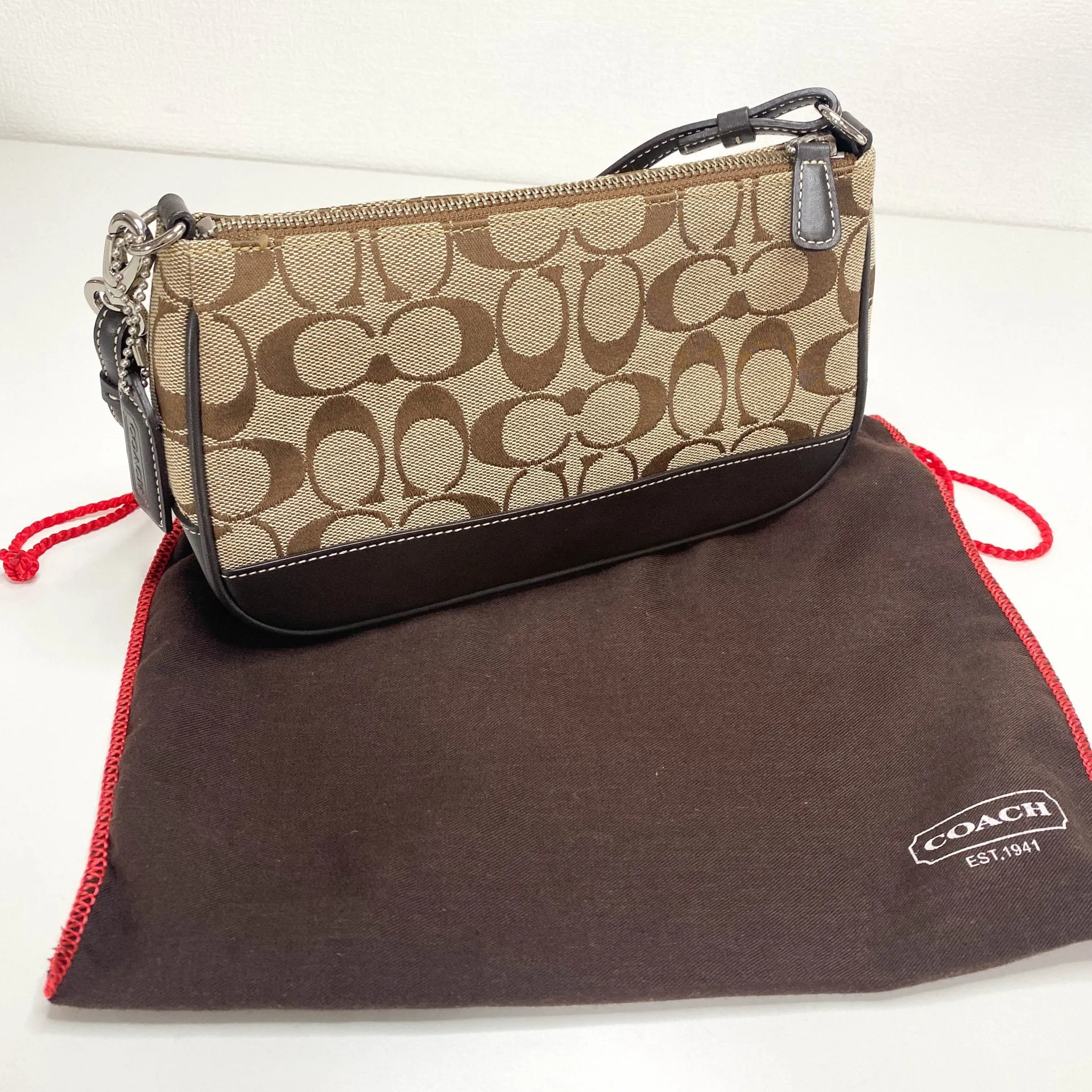 Mini Shoulder Bag In Brown Signature Canvas / Leather