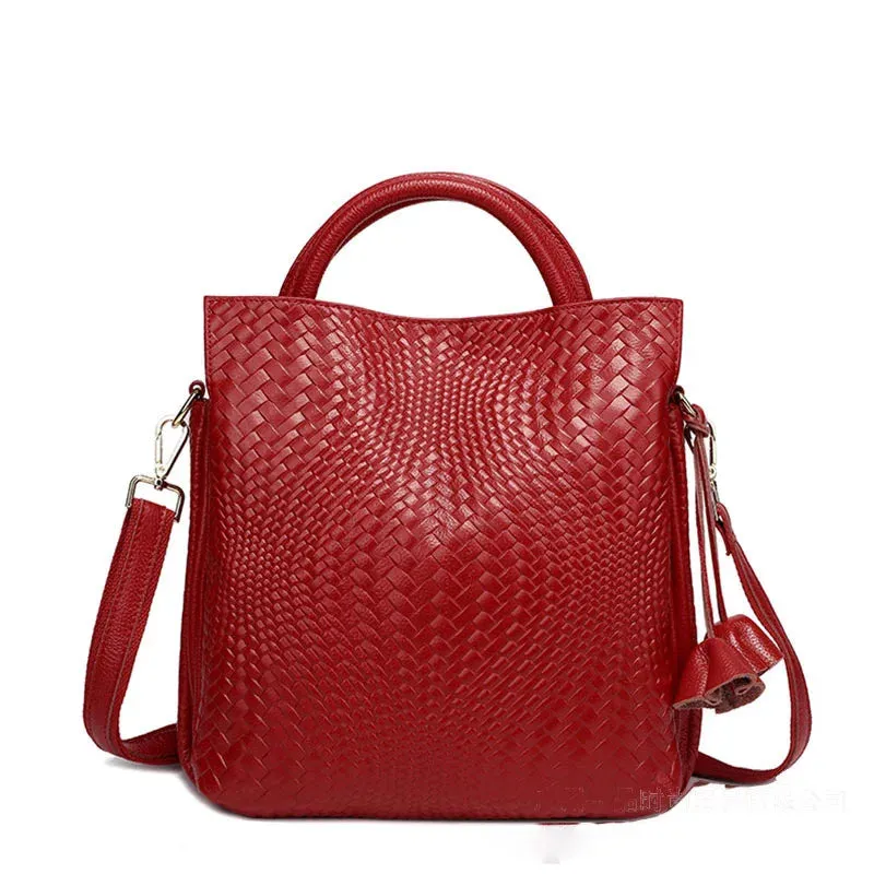 Minimalism Fashion Women Bucket Bag Luxury Genuine Leather Handbags