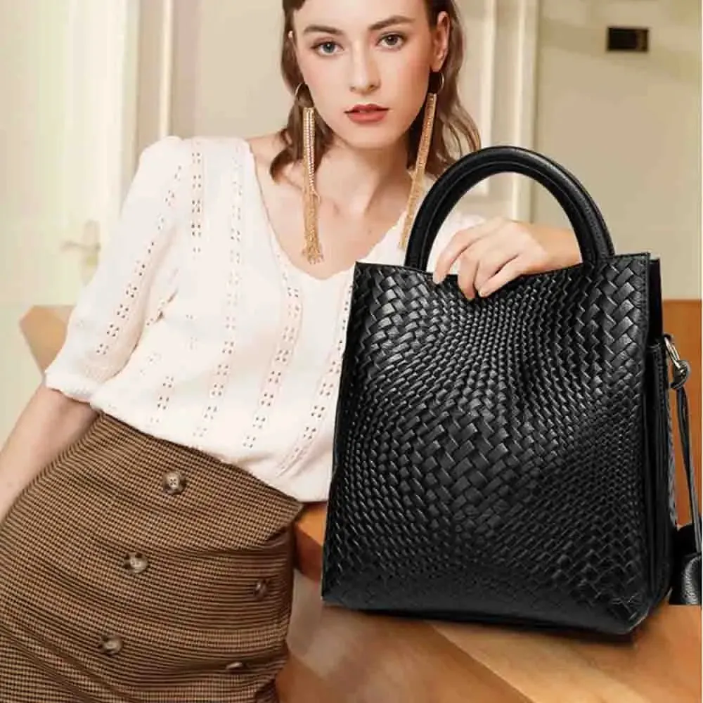 Minimalism Fashion Women Bucket Bag Luxury Genuine Leather Handbags