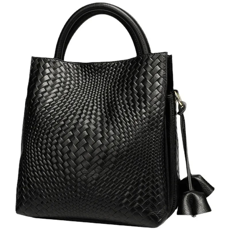 Minimalism Fashion Women Bucket Bag Luxury Genuine Leather Handbags