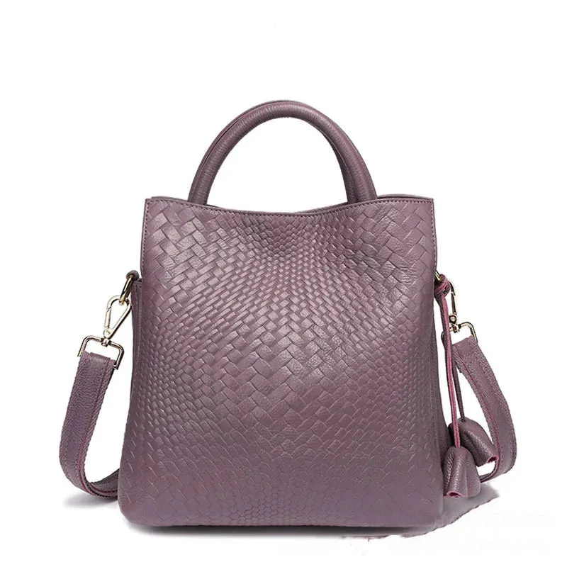 Minimalism Fashion Women Bucket Bag Luxury Genuine Leather Handbags