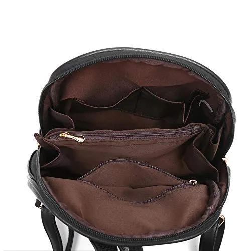 Nevenka Brand Women Bags Backpack Purse PU Leather Zipper Bags Casual Backpacks Shoulder Bags (Autumn Maple)