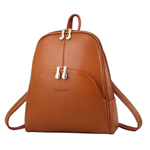 Nevenka Brand Women Bags Backpack Purse PU Leather Zipper Bags Casual Backpacks Shoulder Bags (Autumn Maple)