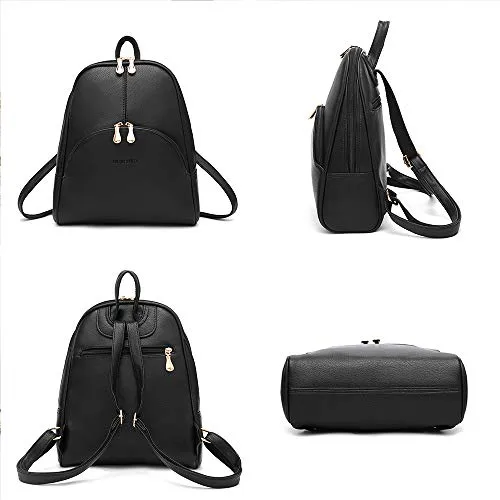 Nevenka Brand Women Bags Backpack Purse PU Leather Zipper Bags Casual Backpacks Shoulder Bags (Autumn Maple)