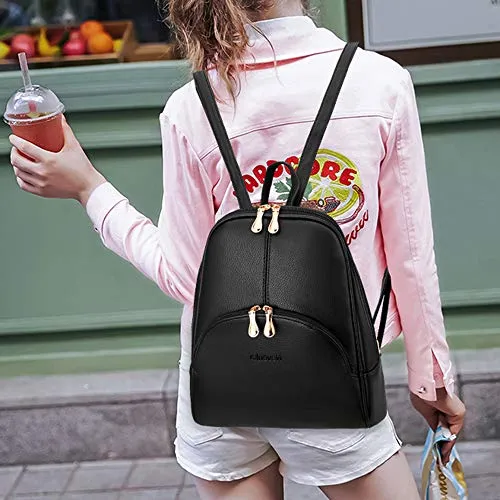 Nevenka Brand Women Bags Backpack Purse PU Leather Zipper Bags Casual Backpacks Shoulder Bags (Autumn Maple)