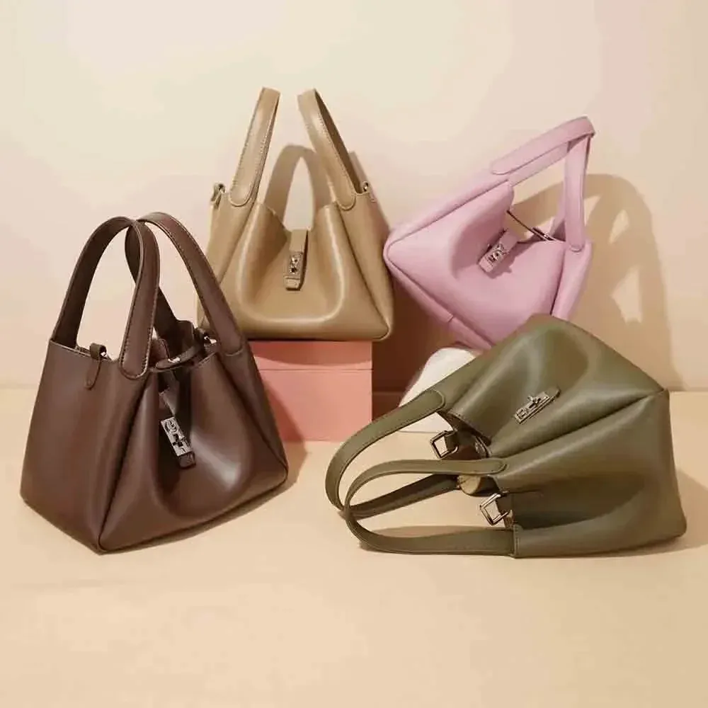 New Style Cow Leather Bucket Bag for Women Mini Handbag