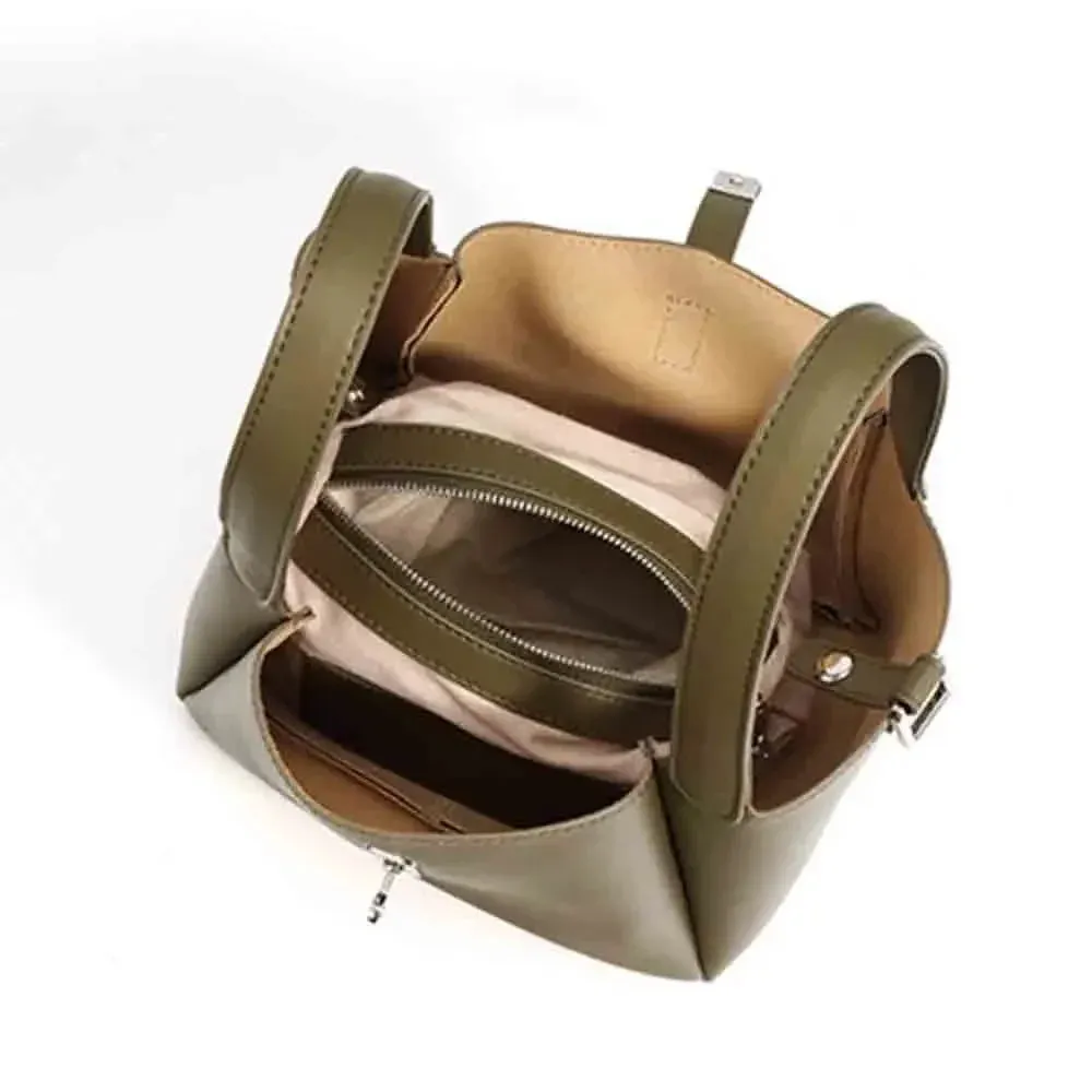 New Style Cow Leather Bucket Bag for Women Mini Handbag