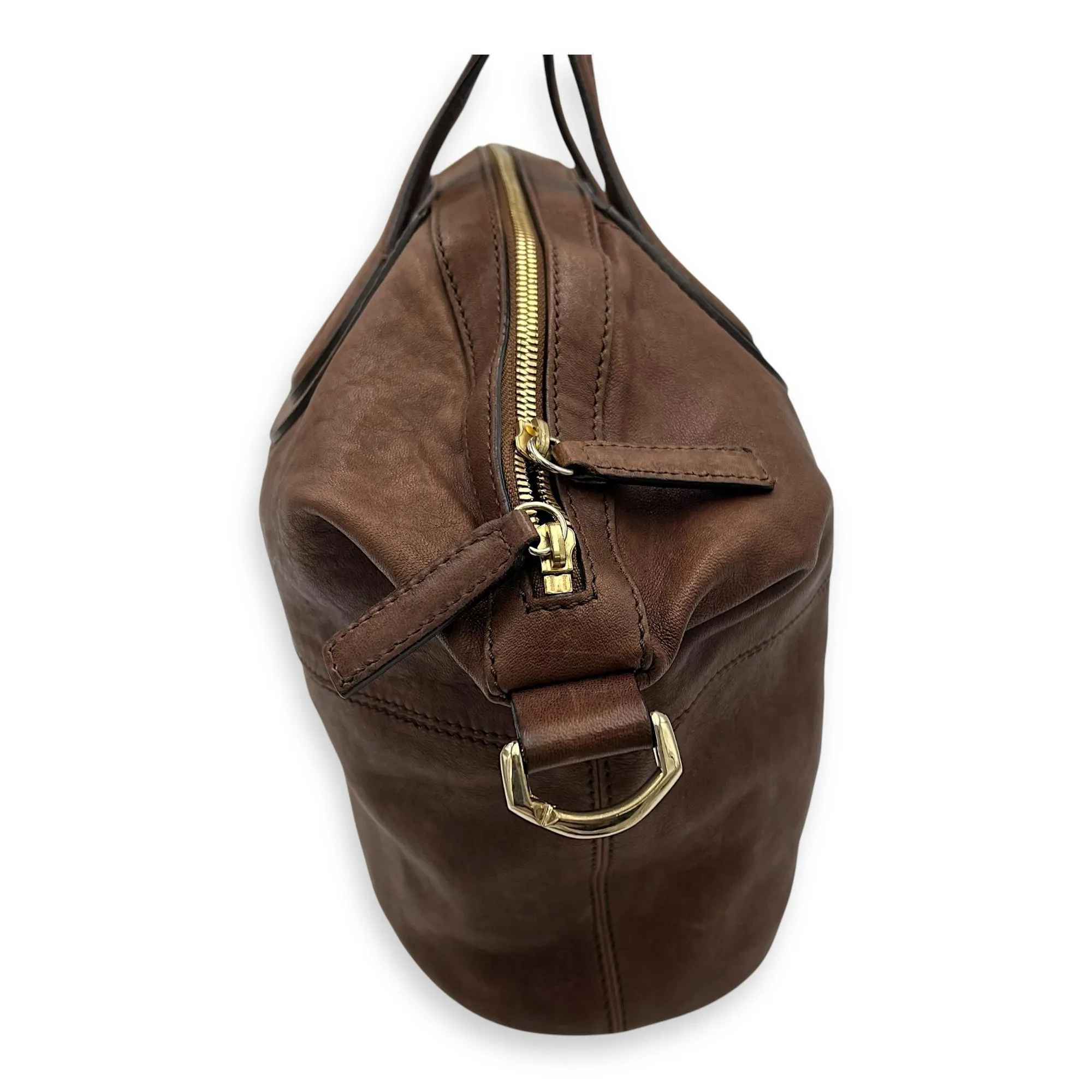 Nightingale Medium Brown Messenger in Lambskin, Gold hardware