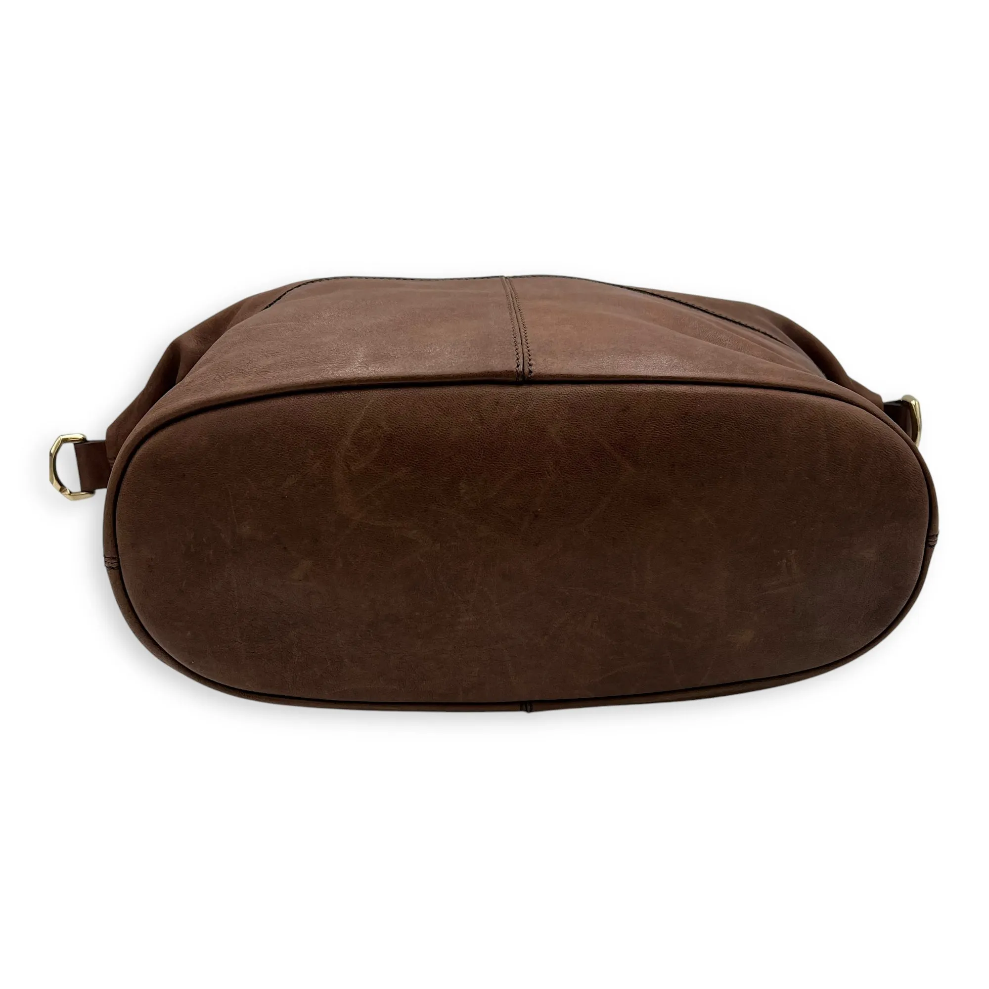 Nightingale Medium Brown Messenger in Lambskin, Gold hardware