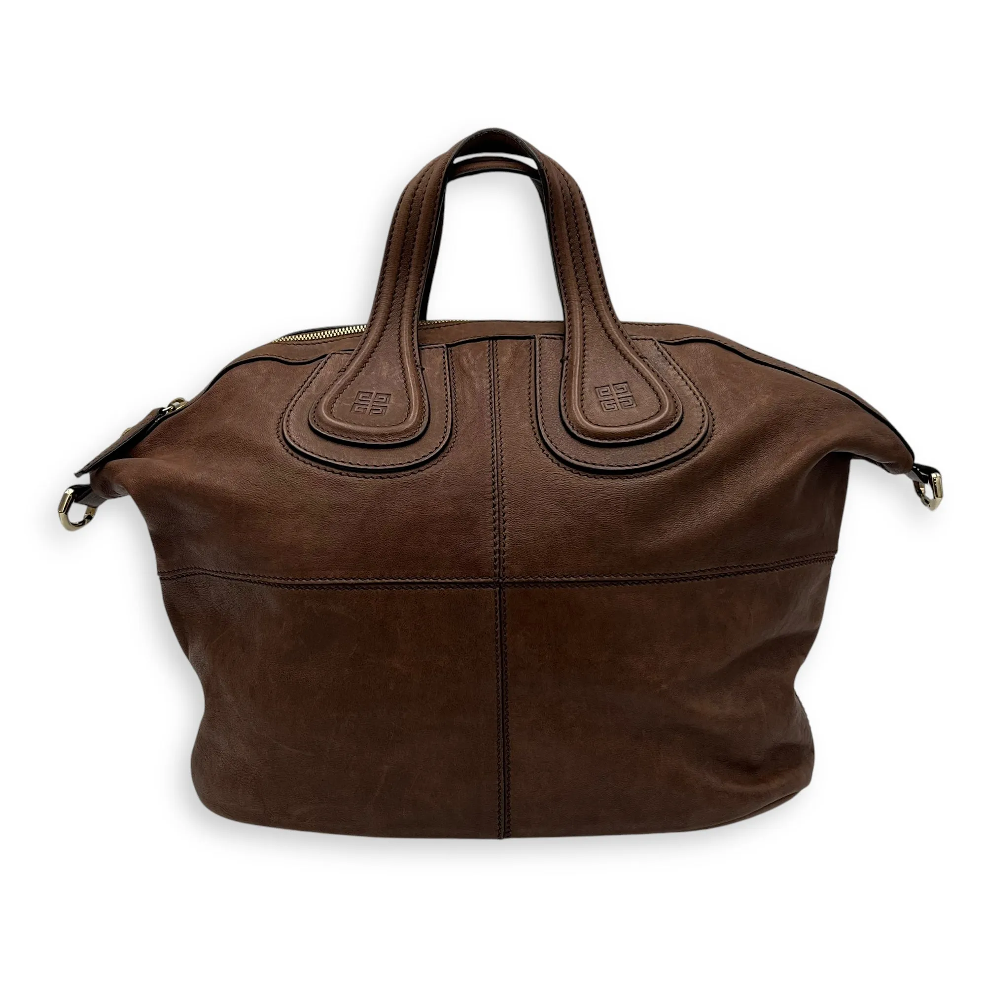 Nightingale Medium Brown Messenger in Lambskin, Gold hardware