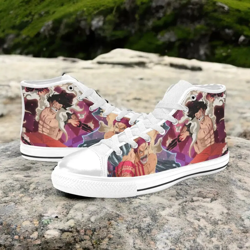 One Piece Straw Hat Monkey D Luffy vs Katakuri Shoes High Top Sneakers for Kids and Adults