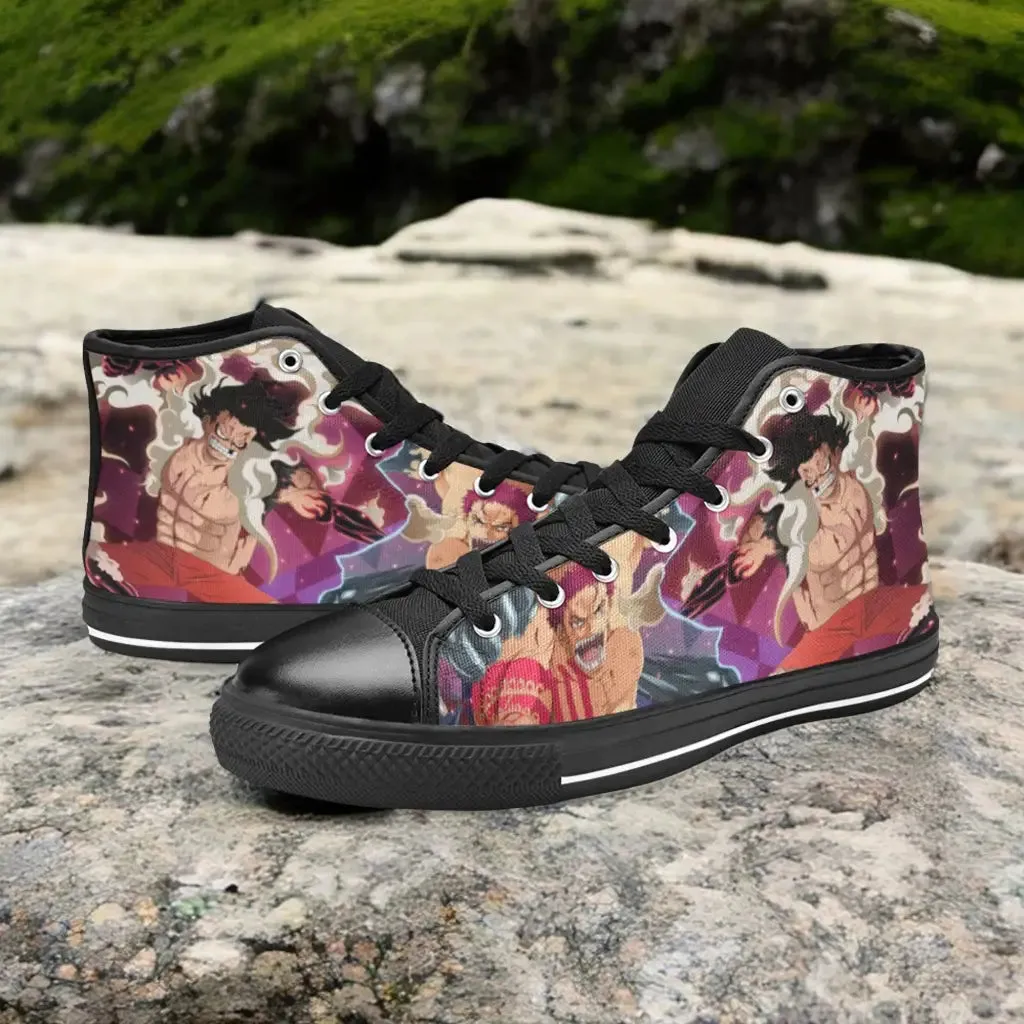 One Piece Straw Hat Monkey D Luffy vs Katakuri Shoes High Top Sneakers for Kids and Adults