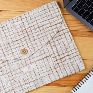Pai laptop sleeve | hemp cotton blend | washable | fits 11”-13” screen laptops | beige and brown