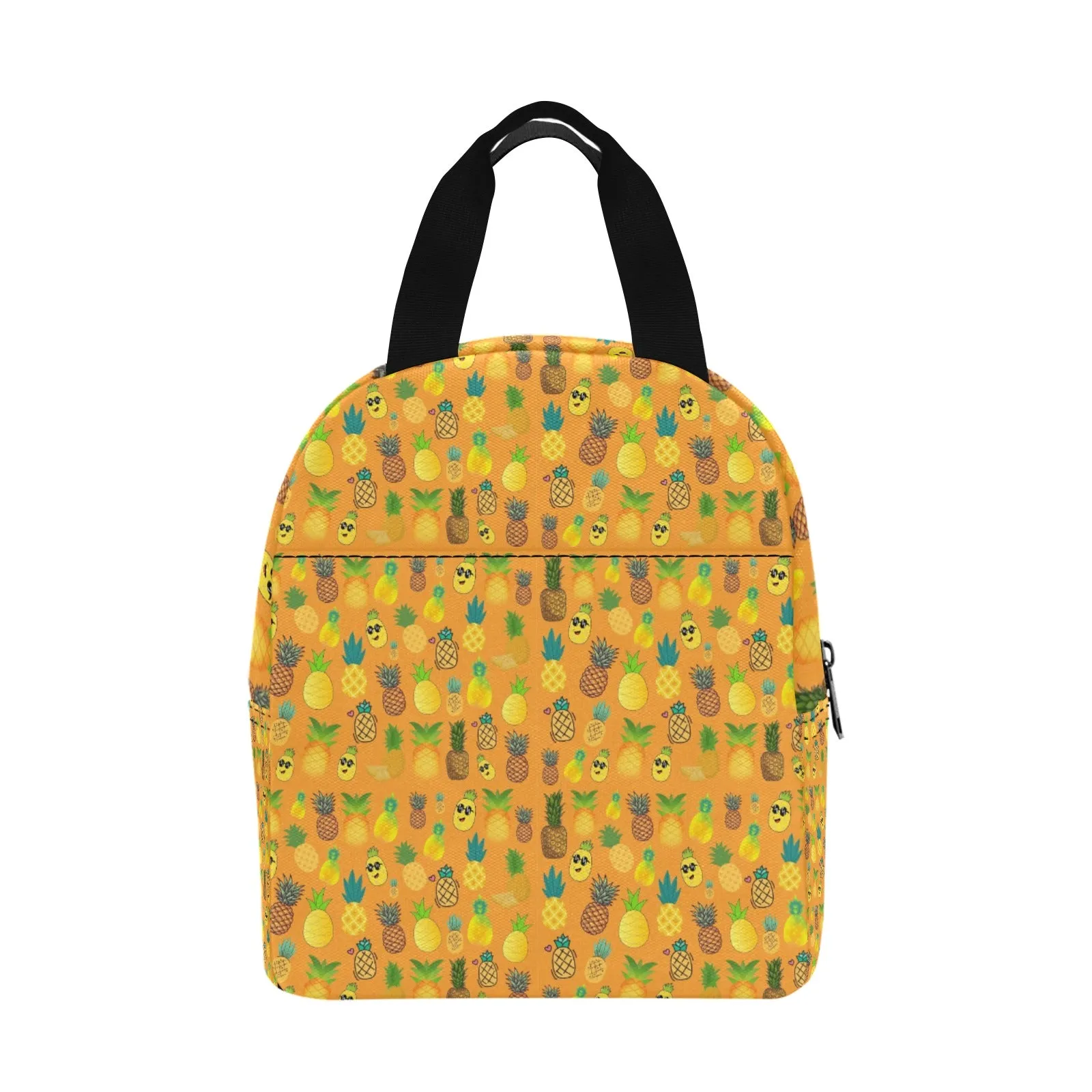 Pineapples Orange Insulated Zipper Lunch Bag