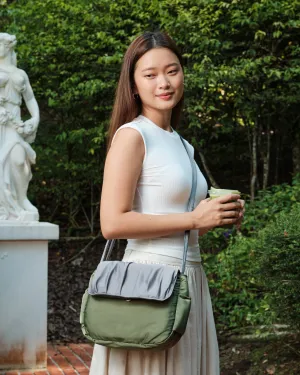 Pleats Olive Grey Multi-Carry Crossbody Bag
