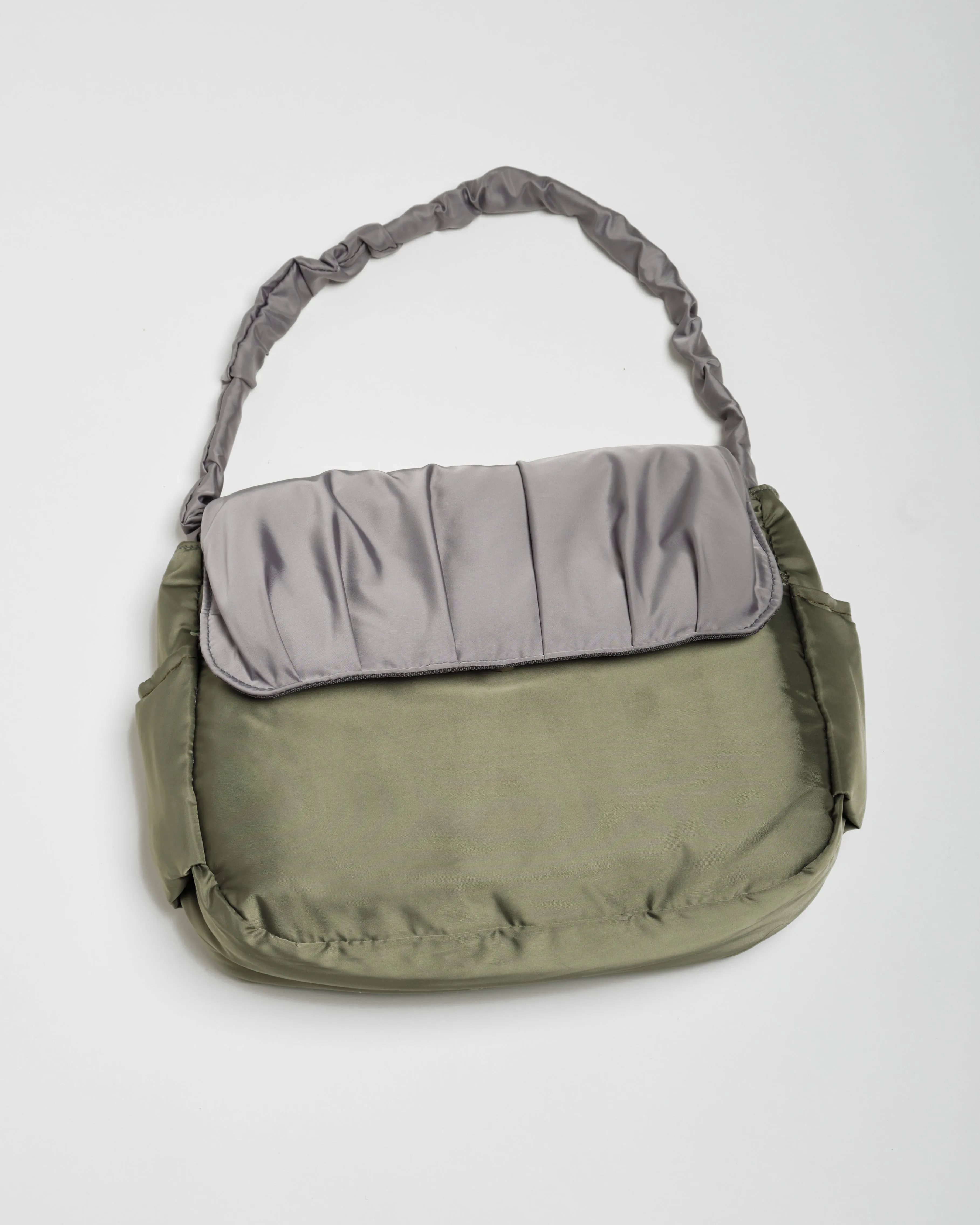 Pleats Olive Grey Multi-Carry Crossbody Bag