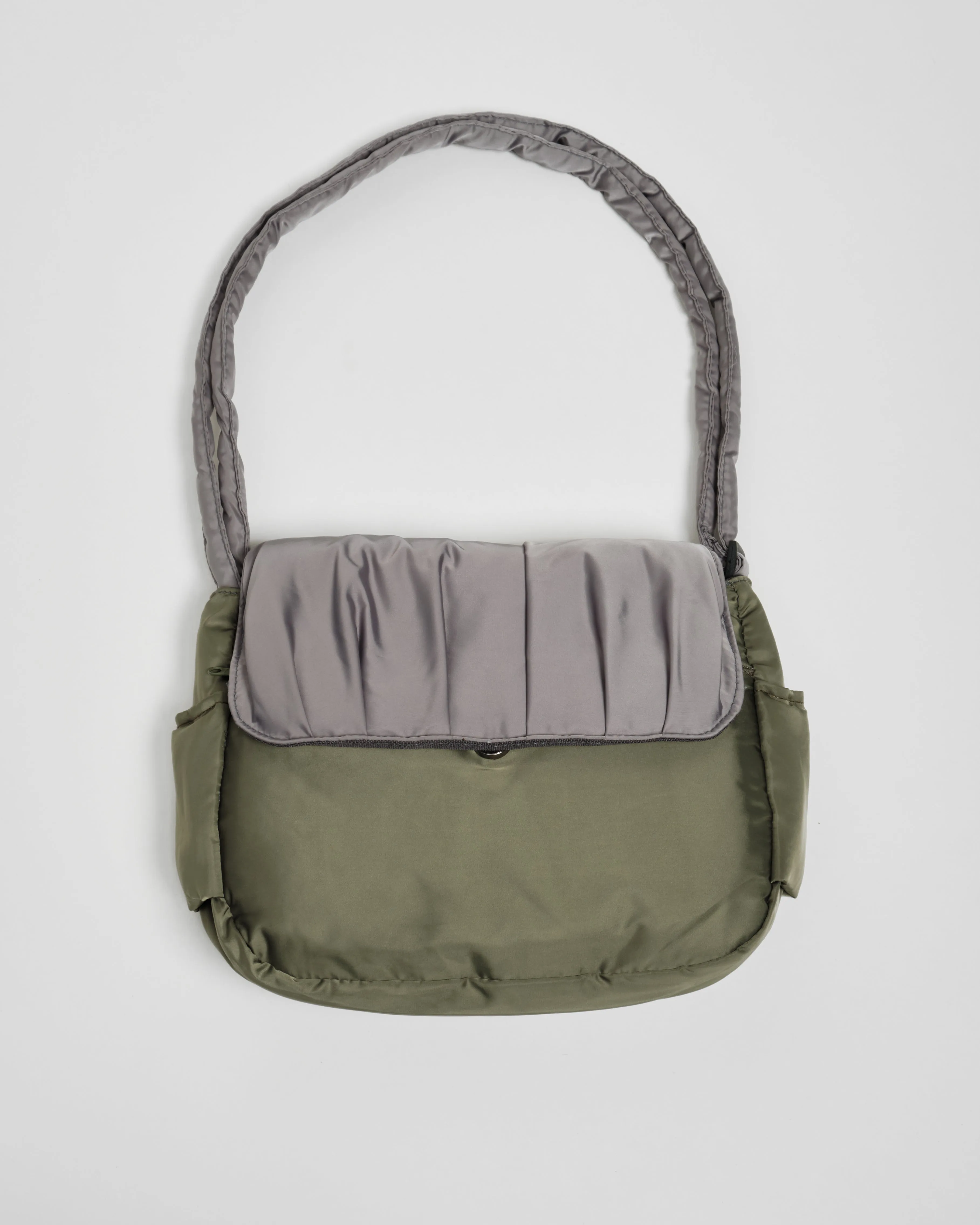 Pleats Olive Grey Multi-Carry Crossbody Bag