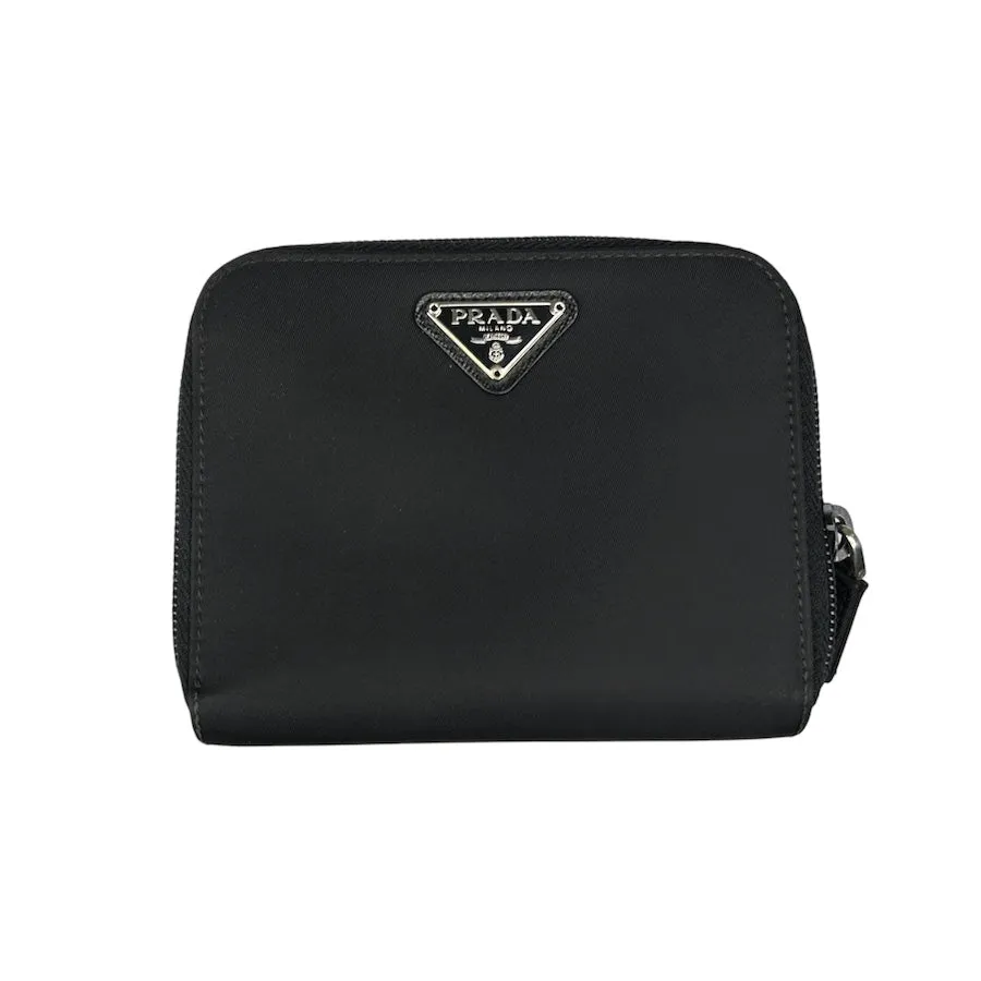 PRADA BLACK NYLON ZIP BI-FOLD WALLET