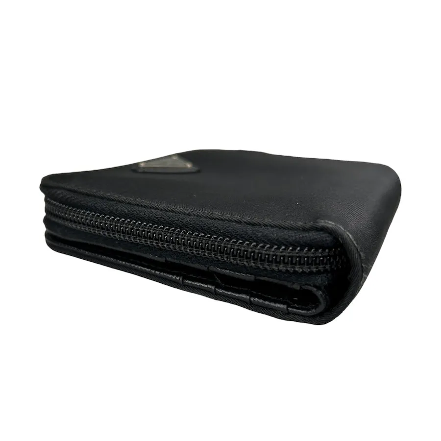PRADA BLACK NYLON ZIP BI-FOLD WALLET