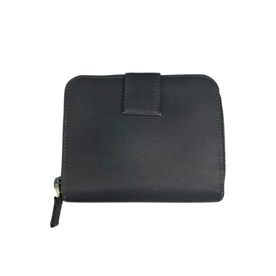 PRADA BLACK NYLON ZIP BI-FOLD WALLET
