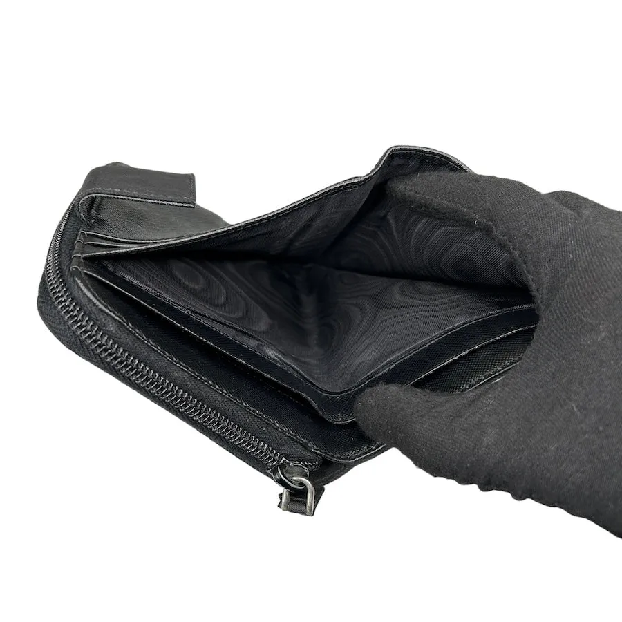 PRADA BLACK NYLON ZIP BI-FOLD WALLET