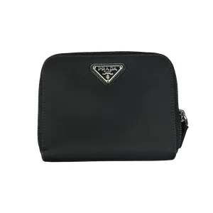 PRADA BLACK NYLON ZIP BI-FOLD WALLET