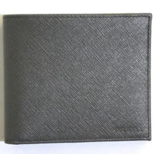 Prada Saffiano Gray Leather Men's Billfold Bi fold Wallet 2MO513