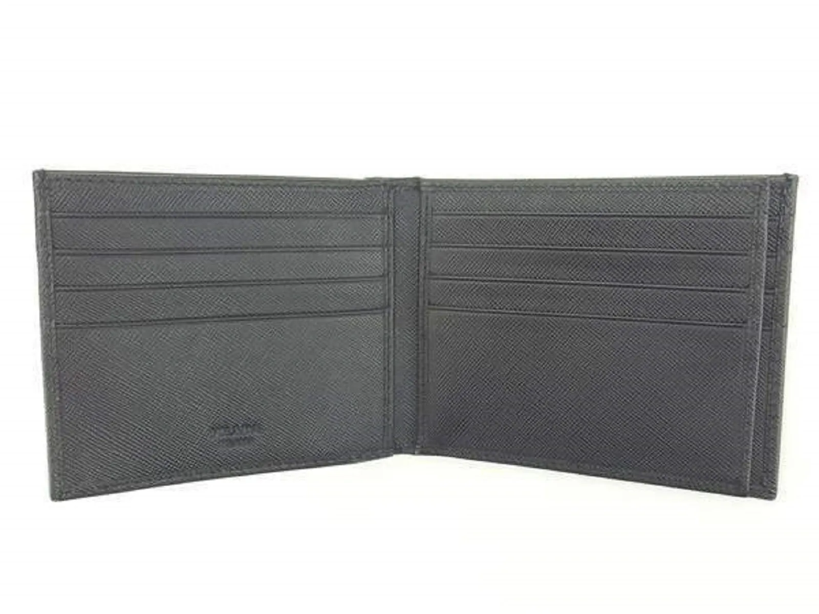 Prada Saffiano Gray Leather Men's Billfold Bi fold Wallet 2MO513