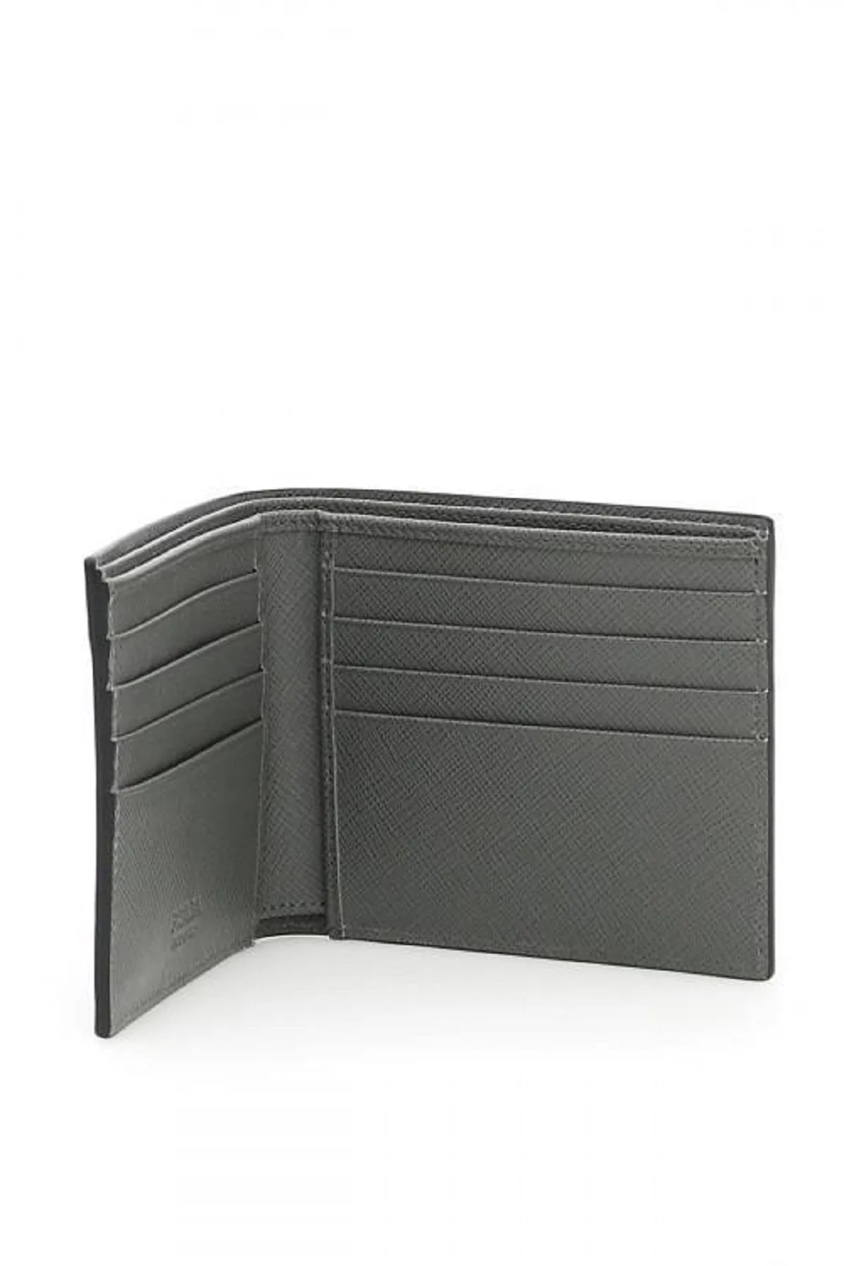 Prada Saffiano Gray Leather Men's Billfold Bi fold Wallet 2MO513