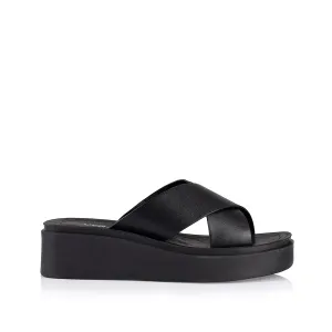 Rayne Flatform Slides - Black Smooth