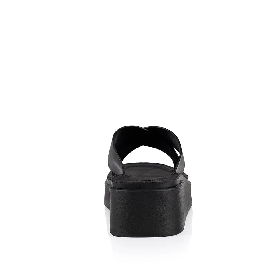 Rayne Flatform Slides - Black Smooth