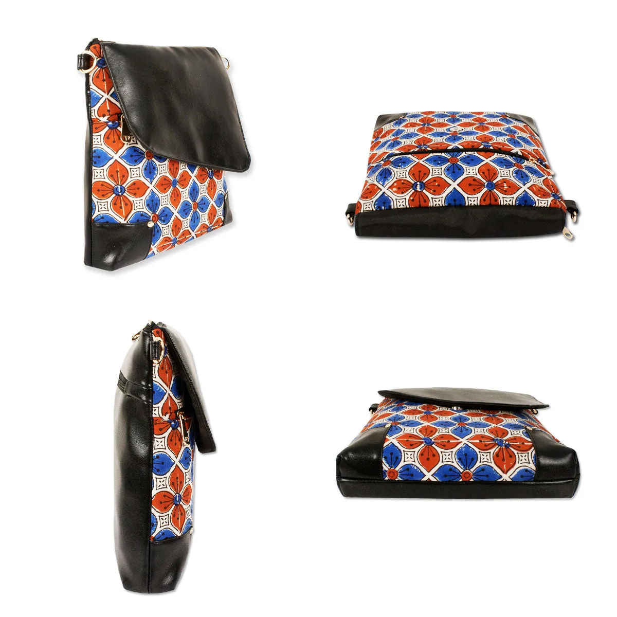 Red Blue Flower Messenger Pouch Combo