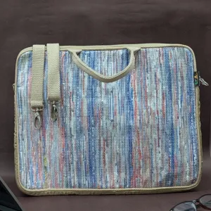 Red Blue White Upcycled Handwoven Laptop Sleeve 16 inch (LSB161124-008) PS_W