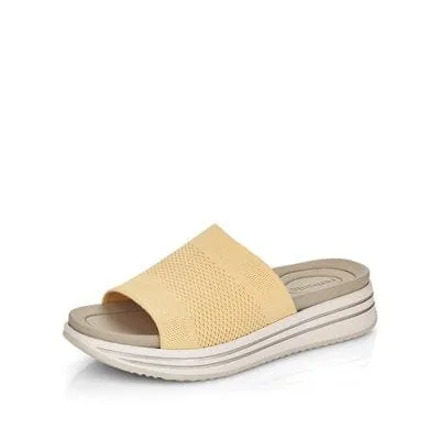 Remonte Women's Slip On Sandals- Yellow