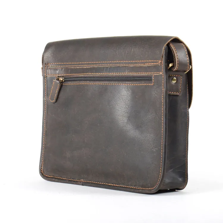 Rowallan Craftsman Medium Brown Leather Twin Buckle Satchel