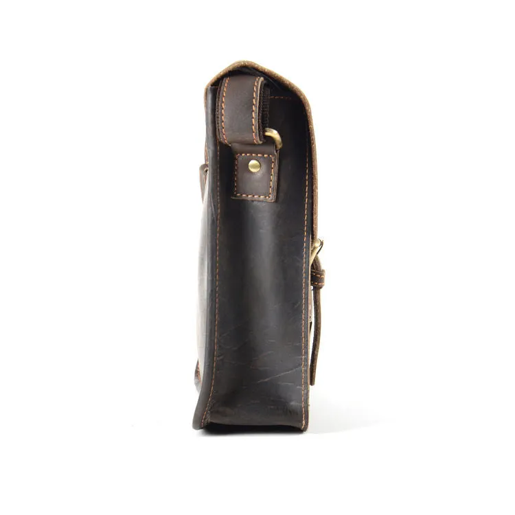 Rowallan Craftsman Medium Brown Leather Twin Buckle Satchel