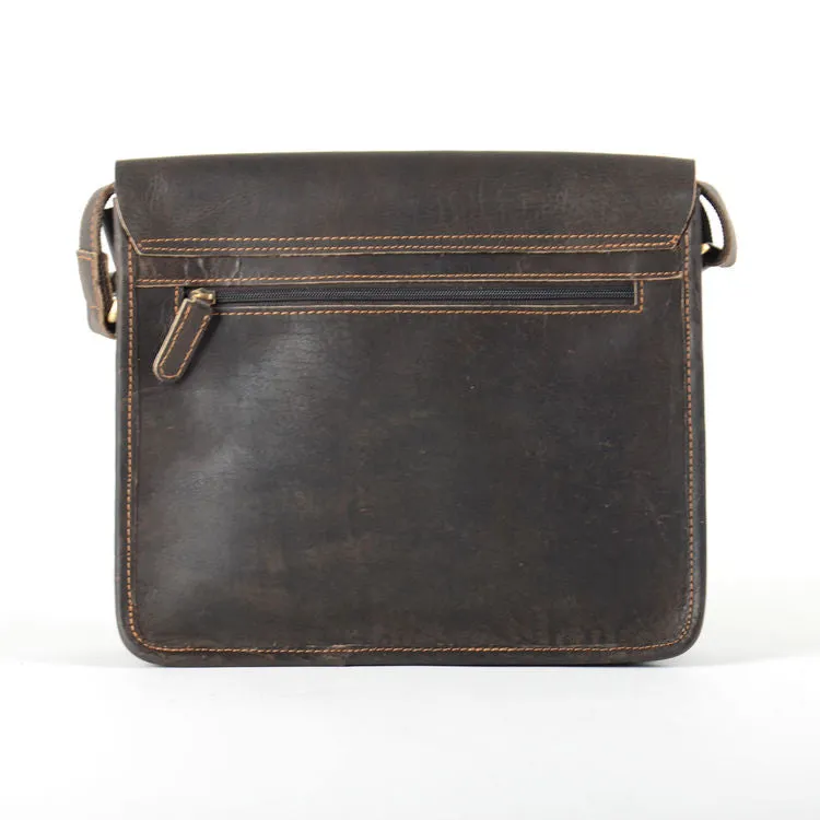 Rowallan Craftsman Medium Brown Leather Twin Buckle Satchel