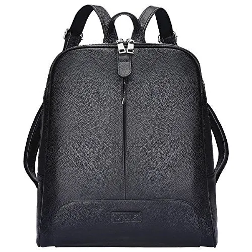 S-Zone Women Genuine Leather Backpack Purse Travel Bag Fit 14-Inch Laptop Upgraded Version